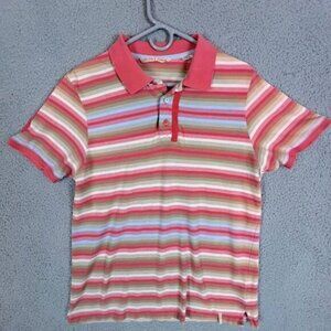 TED BAKER MENS POLO SHIRT SIZE 4 ORANGE STRIPED